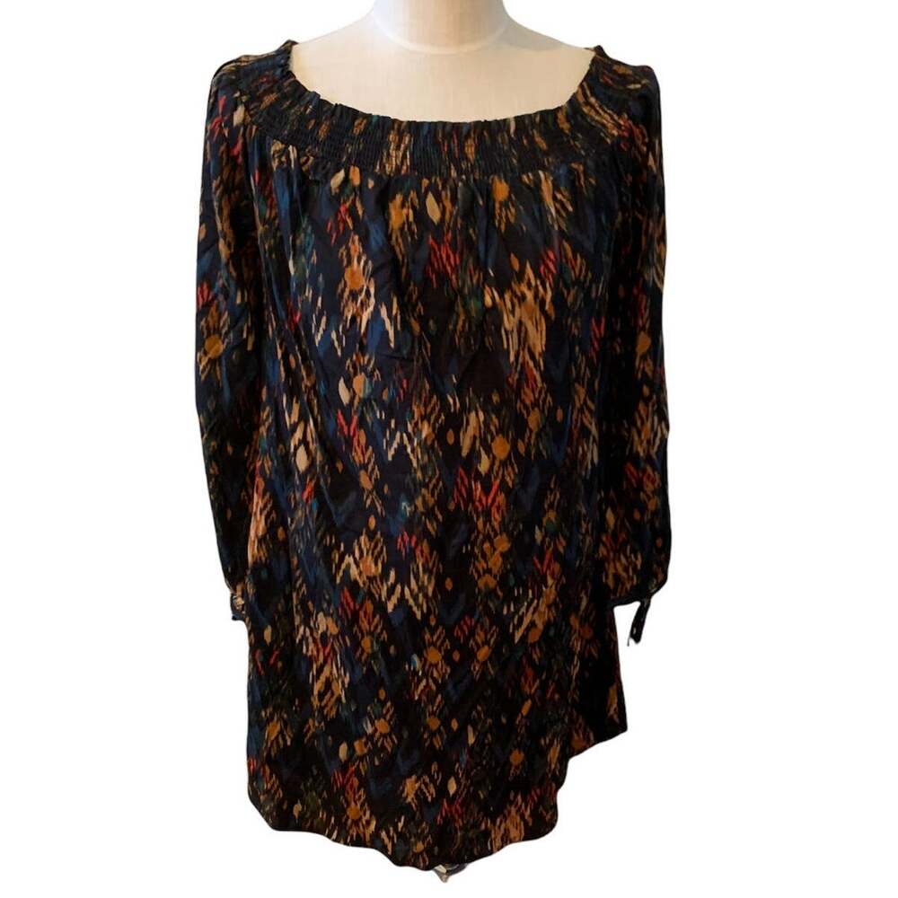 Beach Lunch Lounge Ikat print casual dark print dress